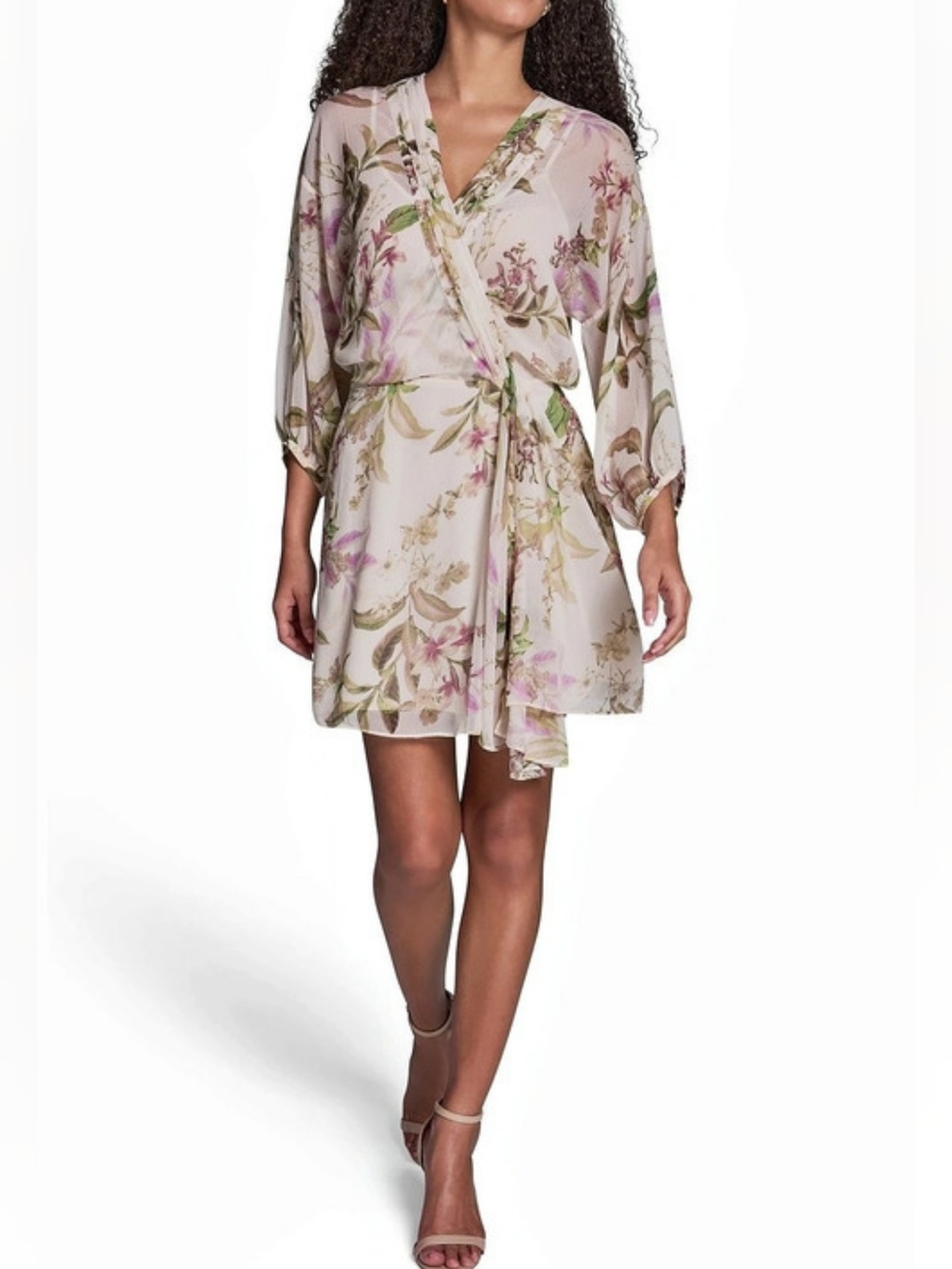 NWT BCBG Floral Wrap Mini Dress in Pink SZ 12